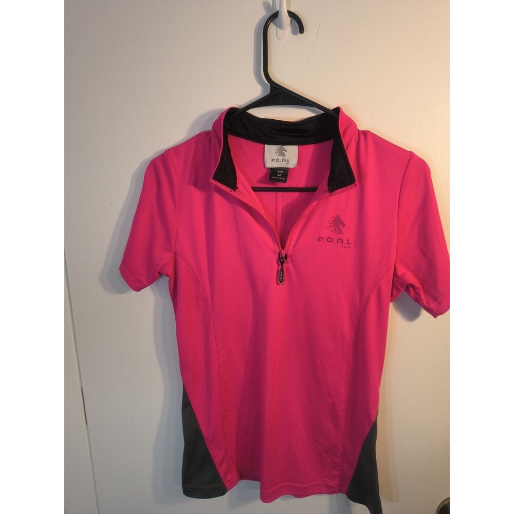 FOAL Arista Equestrian Riding Shirt Womens M Pink Gray Quarter Zip Schooling Top